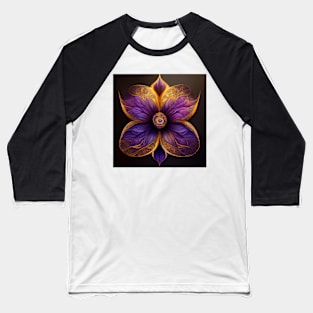 psychedelic flower, gold and violet Baseball T-Shirt